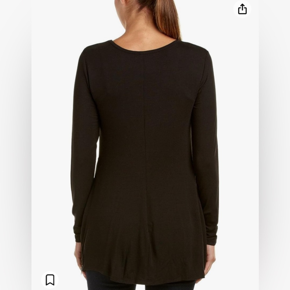 New w/ Tags! Lyssé Plus Women's Long Sleeve Zip Top, Black, XL - Picture 2 of 4